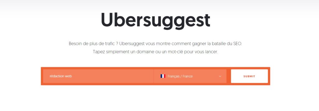 Outil SEO Ubersuggest